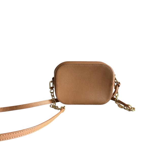 Tory Burch Emerson Round Crossbody Camera Bag Tan Brown Saffiano Leather - Picture 3 of 7